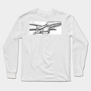 Fighter jet black and white Long Sleeve T-Shirt